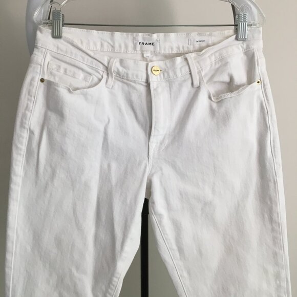 FRAME Denim Le Garcon Blanc 5 Pocket Logo Hardware Jeans - Picture 6 of 15